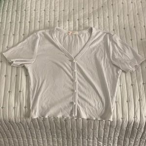 Button down V-neck crop top